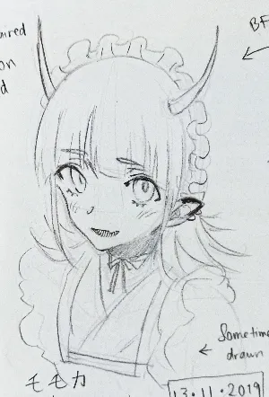 Bust sketch of Momoka