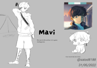 Early draft illustration of Mavi's design.