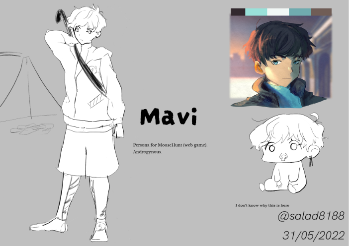 Early draft illustration of Mavi's design.