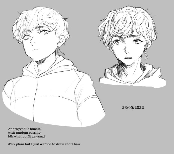 Two sketches of Mavi's headshots.